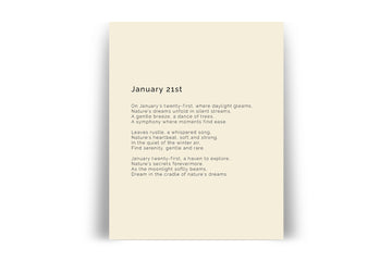 366 Daily Mindfulness Nature Poem Minimalist Print - January 21st