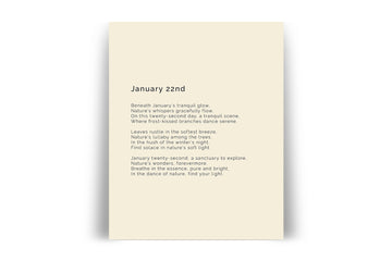 366 Daily Mindfulness Nature Poem Minimalist Print - January 22nd
