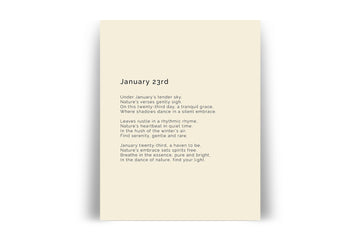 366 Daily Mindfulness Nature Poem Minimalist Print - January 23rd