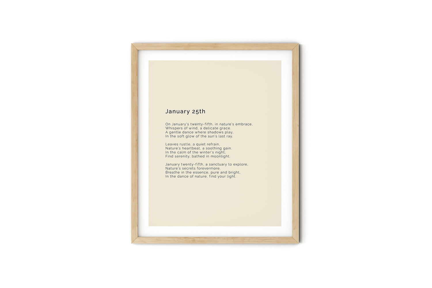 366 Daily Mindfulness Nature Poem Minimalist Print - January 25th