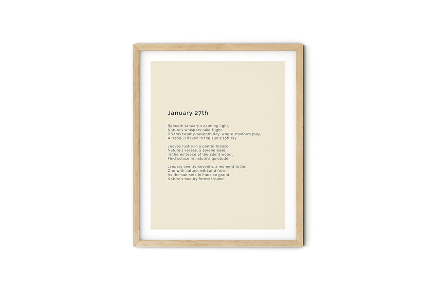 366 Daily Mindfulness Nature Poem Minimalist Print - January 27th