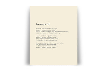 366 Daily Mindfulness Nature Poem Minimalist Print - January 27th