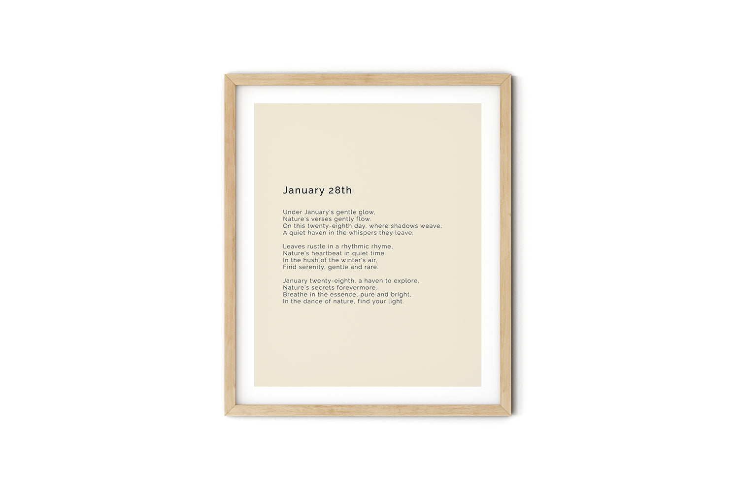366 Daily Mindfulness Nature Poem Minimalist Print - January 28th