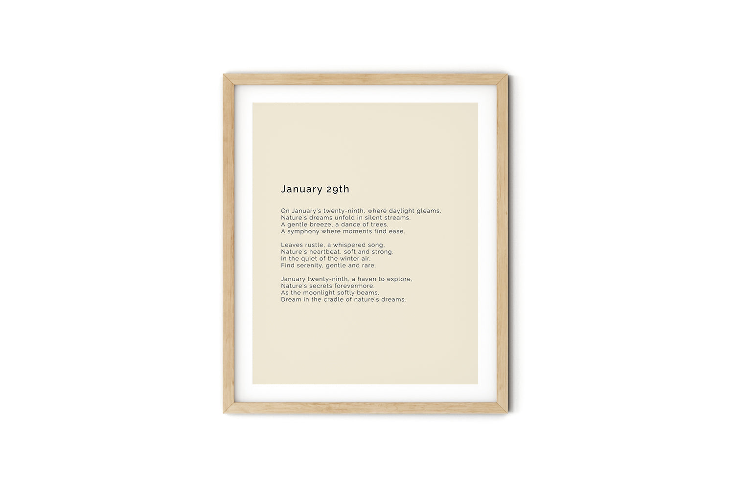 366 Daily Mindfulness Nature Poem Minimalist Print - January 29th