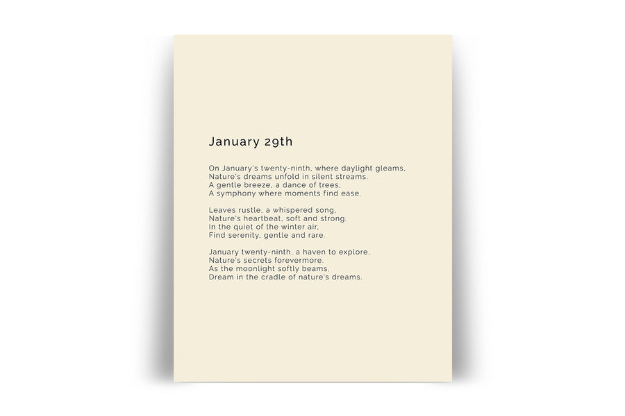 366 Daily Mindfulness Nature Poem Minimalist Print - January 29th