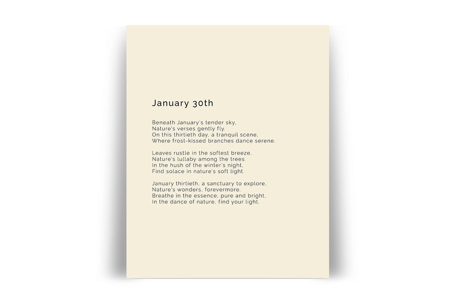 366 Daily Mindfulness Nature Poem Minimalist Print - January 30th