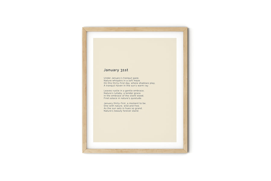 366 Daily Mindfulness Nature Poem Minimalist Print - January 31st