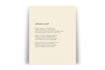 366 Daily Mindfulness Nature Poem Minimalist Print - January 31st