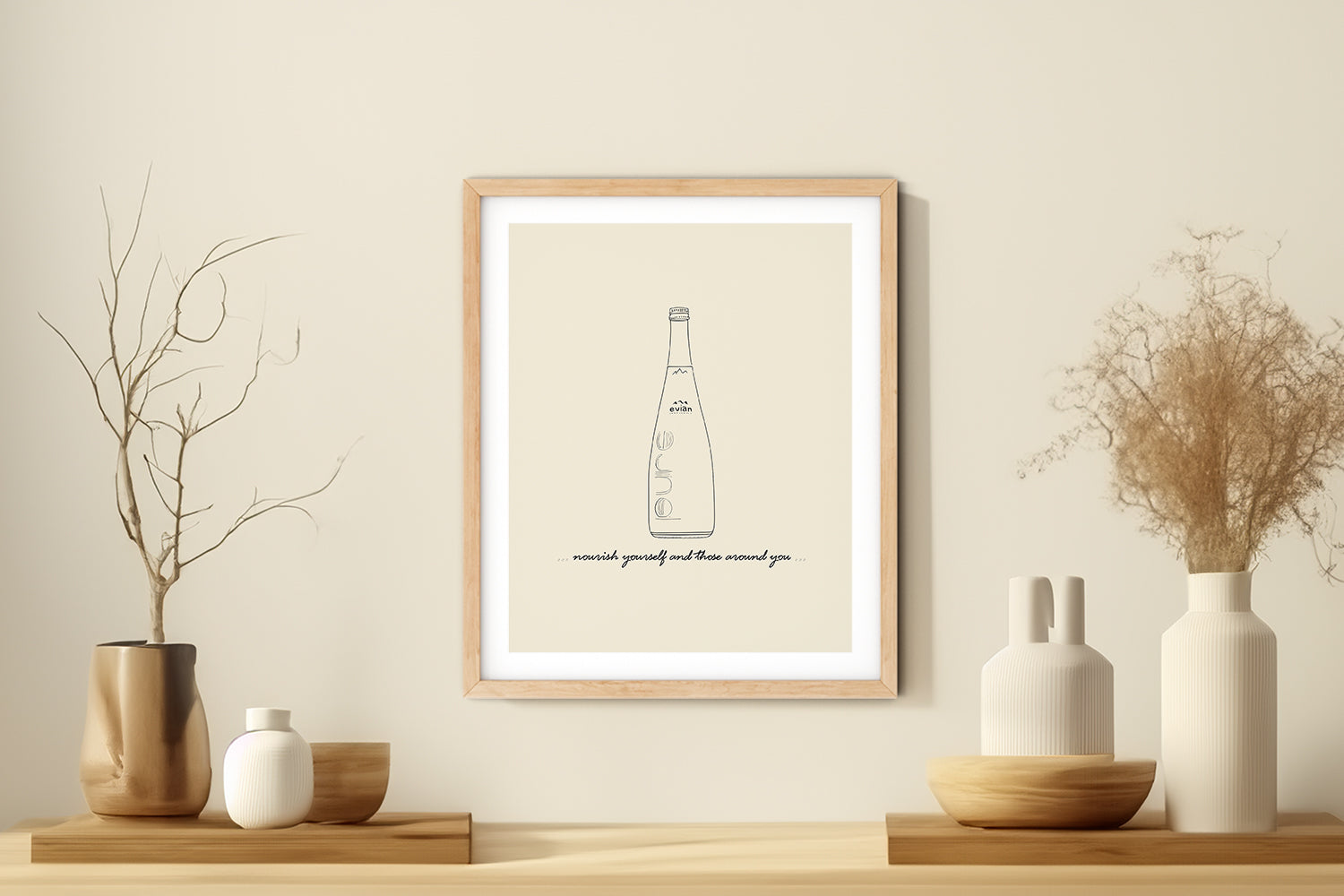 'Nourish Yourself and Those Around You' MINERAL WATER Positive Affirmation Art Print - Short Affirmation