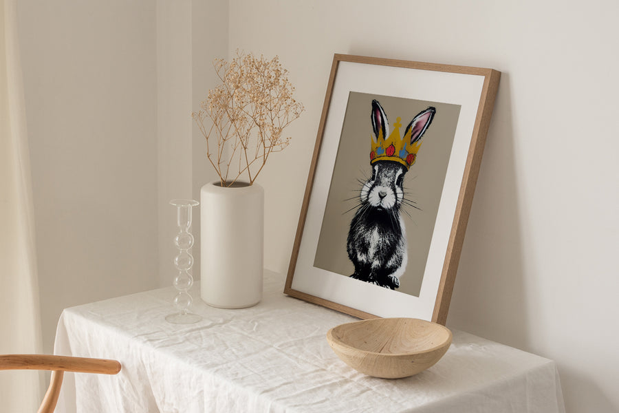 CROWN RABBIT BUNNY POSTER