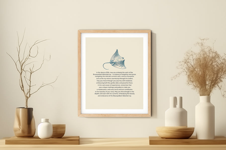 'Navigate Life With A Purpose' BLUESPOTTED RIBBONTAIL RAY Positive Affirmation Art Print - Long Affirmation
