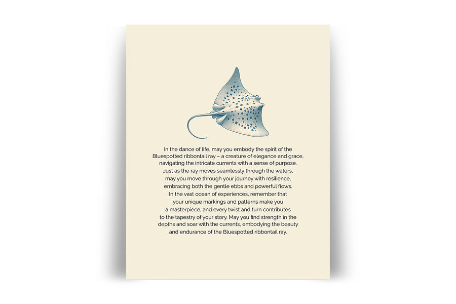 'Navigate Life With A Purpose' BLUESPOTTED RIBBONTAIL RAY Positive Affirmation Art Print - Long Affirmation