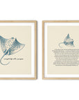 'Navigate Life With A Purpose' BLUESPOTTED RIBBONTAIL RAY Positive Affirmation Art Print - Set of 2 Prints