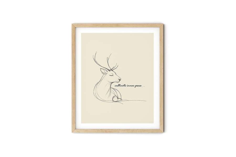 'Cultivate Inner Peace' REINDEER Positive Affirmation Art Print - Short Affirmation