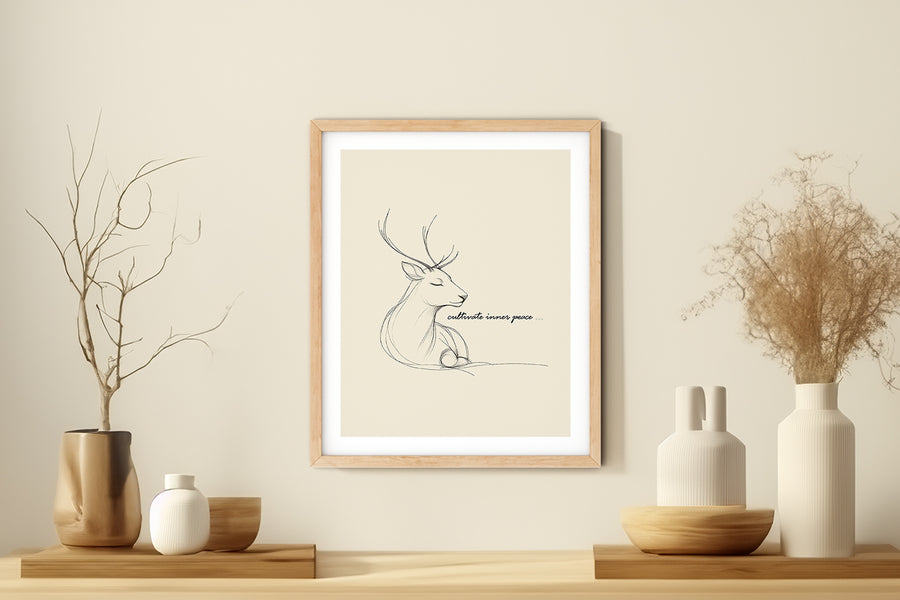 'Cultivate Inner Peace' REINDEER Positive Affirmation Art Print - Short Affirmation