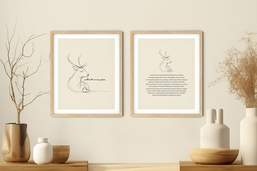 'Cultivate Inner Peace' REINDEER Positive Affirmation Art Print - Set of 2 Prints