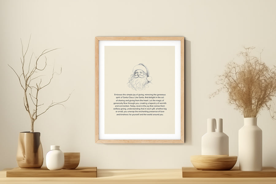 'Embrace The Simple Joy of Giving' SANTA CLAUSE Positive Affirmation Art Print - Long Affirmation