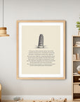 'Embrace The Beauty of Imperfections' TOWER OF PISA Positive Affirmation Art Print - Long Affirmation