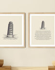 'Embrace The Beauty of Imperfections' TOWER OF PISA Positive Affirmation Art Print - Set of 2 Prints