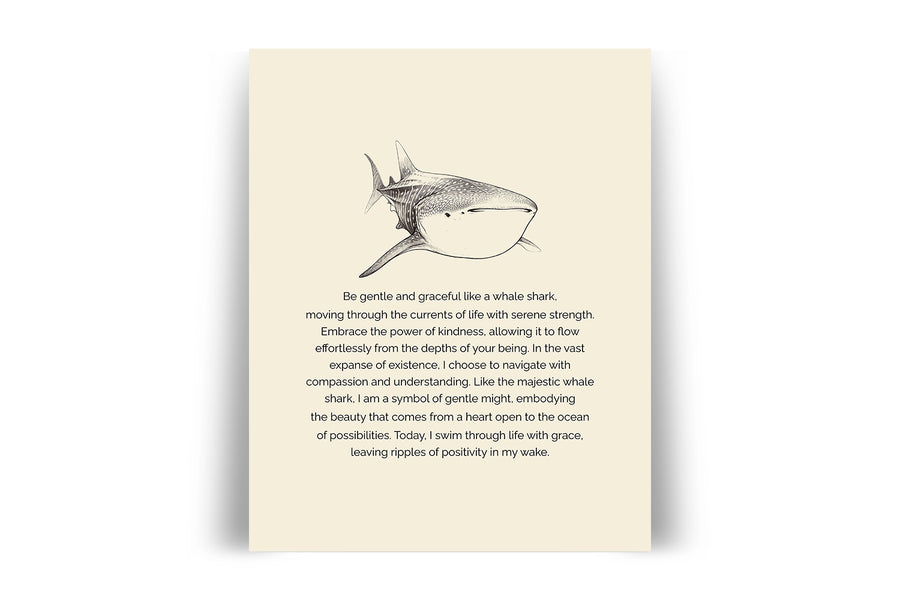 'Be Gentle And Graceful' WHALE SHARK Positive Affirmation Art Print - Long Affirmation