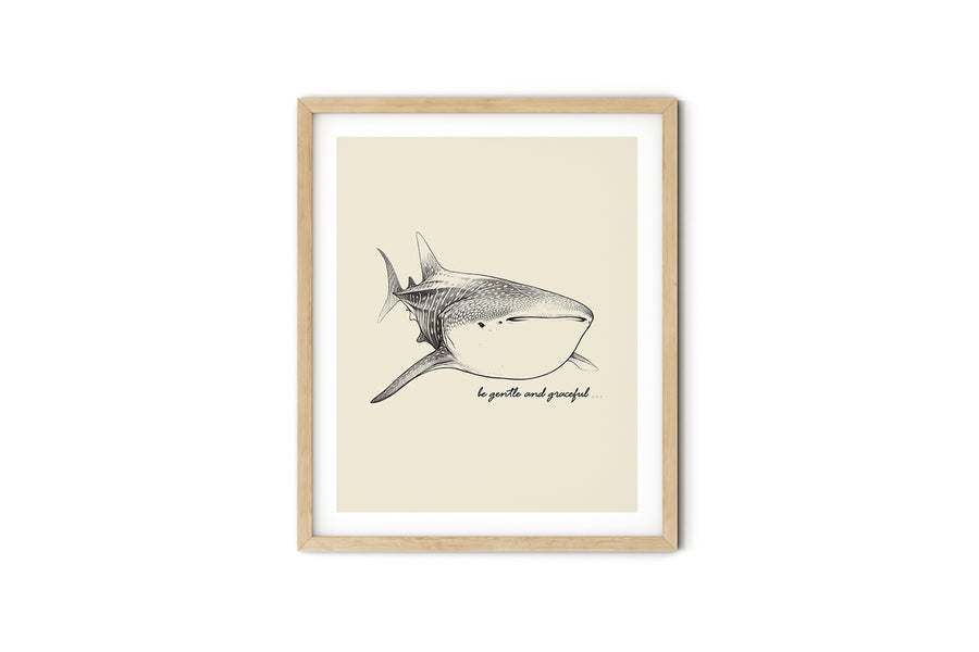 'Be Gentle And Graceful' WHALE SHARK Positive Affirmation Art Print - Short Affirmation