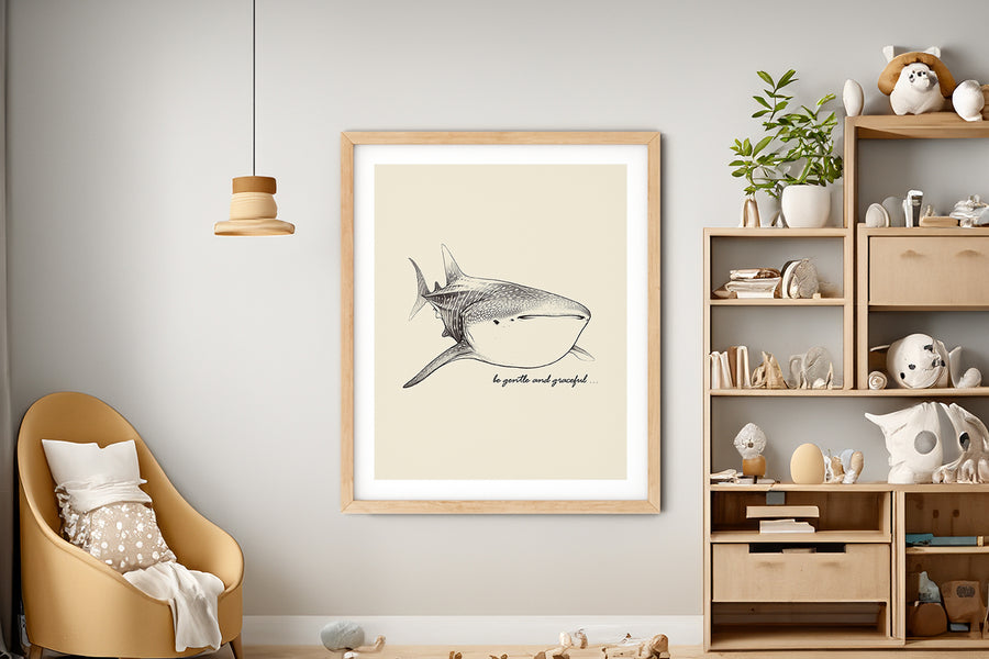 'Be Gentle And Graceful' WHALE SHARK Positive Affirmation Art Print - Short Affirmation