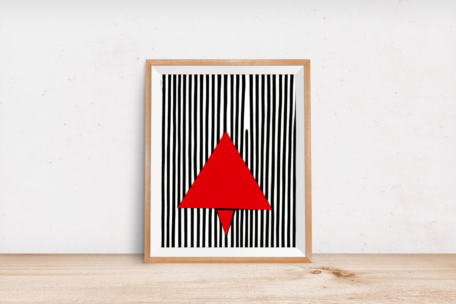 RED TRIANGLE Fire Element Feng Shui Modern Art POSTER