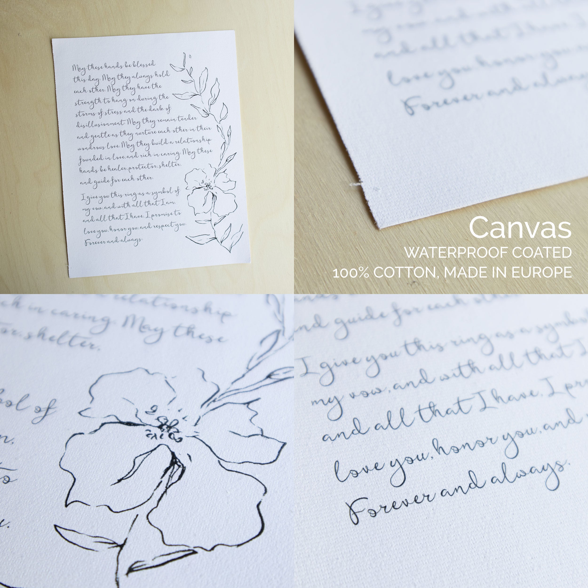 Set of 2 Personalized Wedding Day Love Letter / Wedding Vows / First Dance Song Cotton Anniversary Prints - Leaves