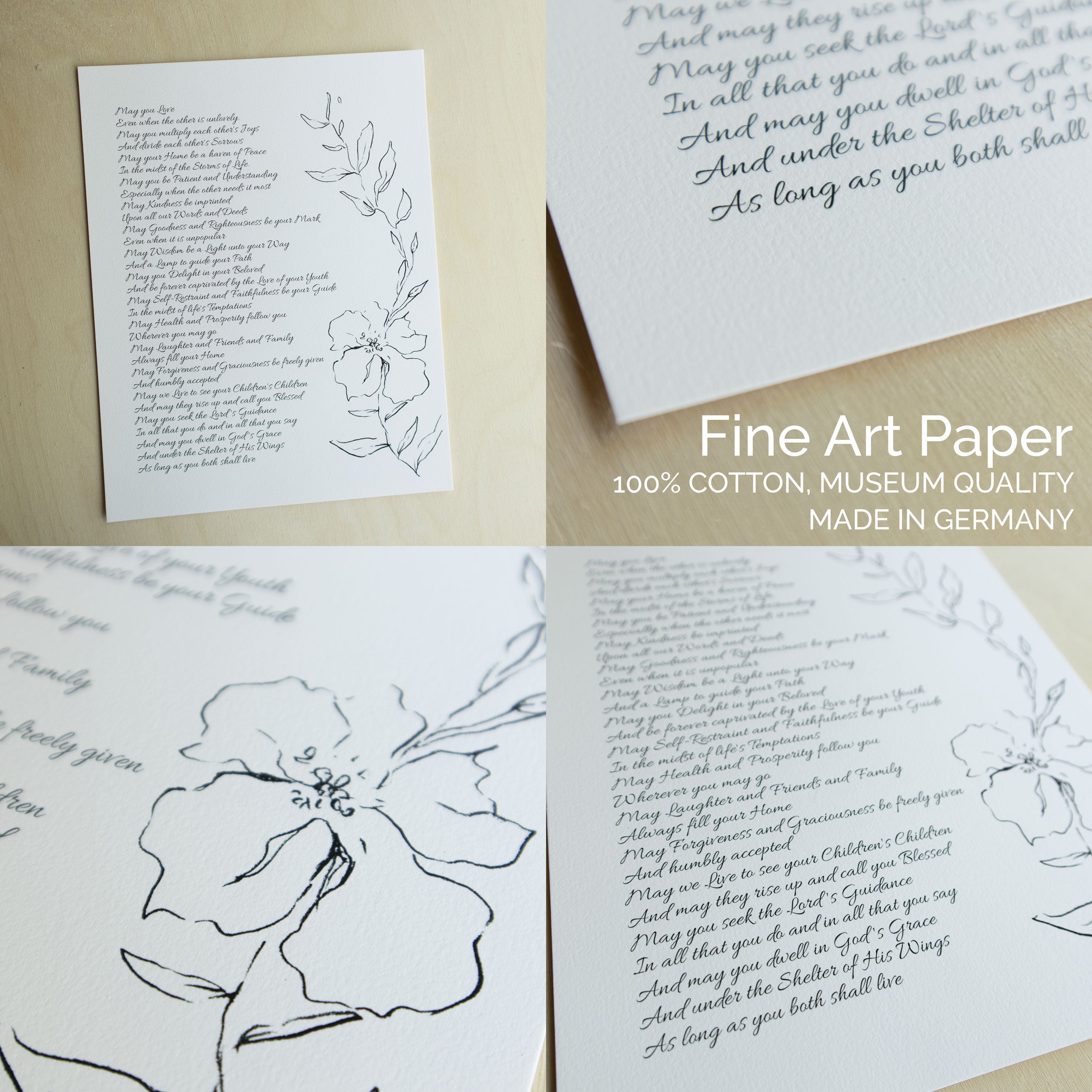 Personalized Wedding Day Love Letter / Wedding Vows / First Dance Song Cotton Anniversary Print - Rose