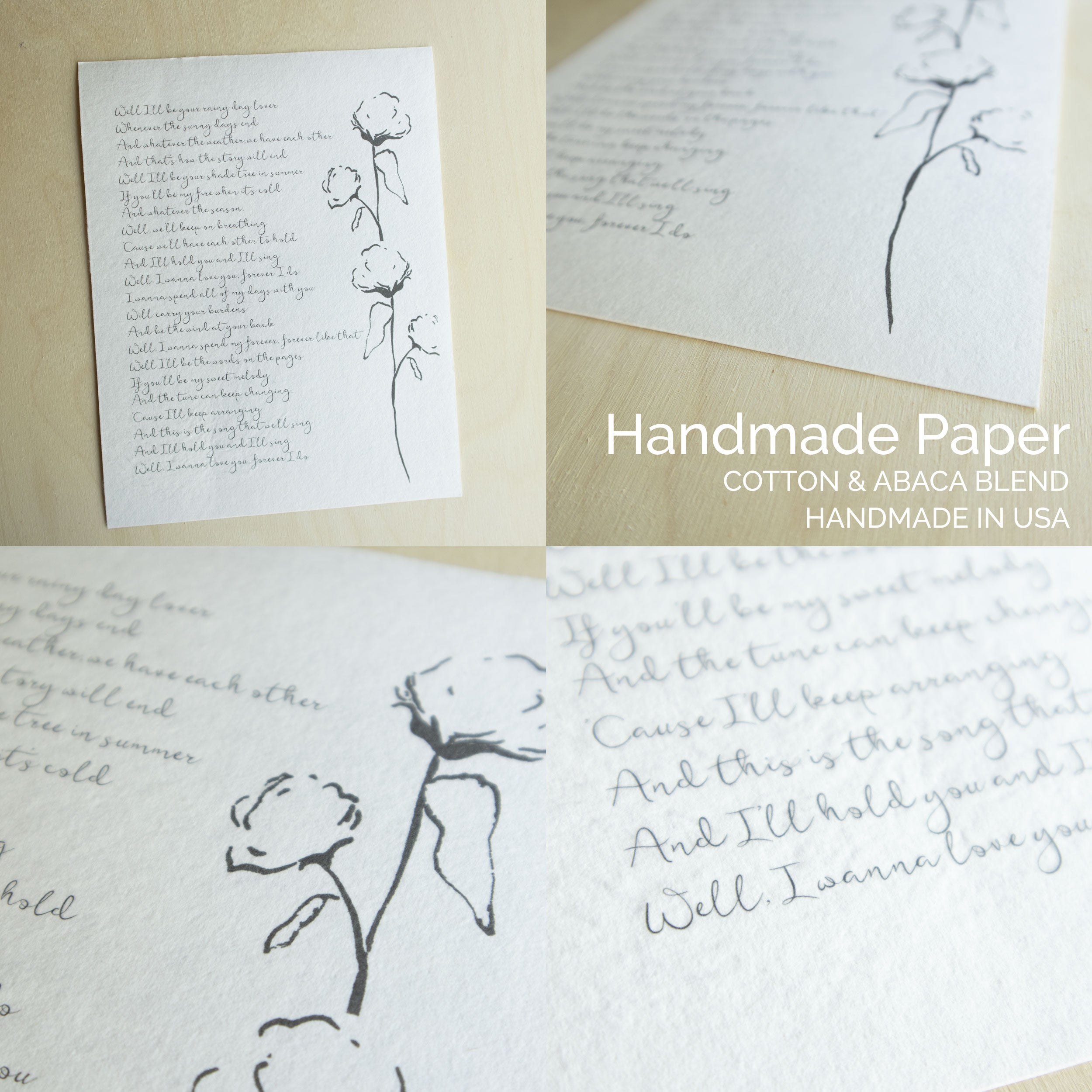 Set of 2 Personalized Wedding Day Love Letter / Wedding Vows / First Dance Song Cotton Anniversary Prints - Leaves