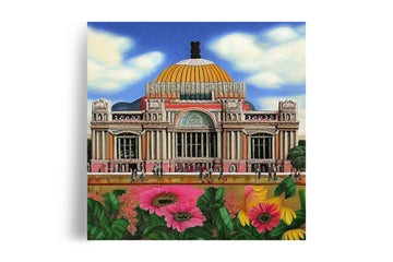 MEXICO CITY PALACIODE BELLAS ARTES in the style of Frida Kahlo POSTER