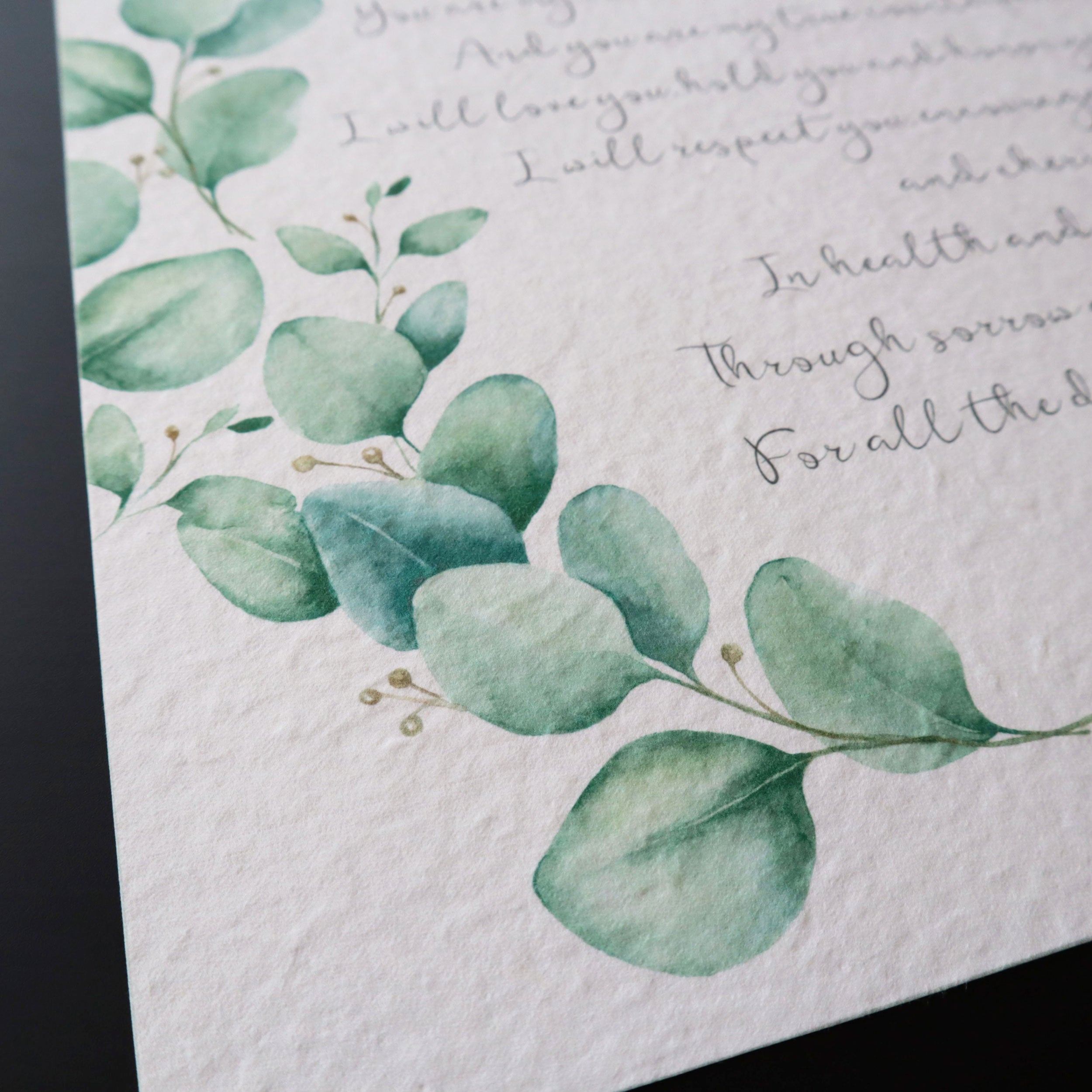 Personalized Wedding Day Love Letter / Wedding Vows / First Dance Song Cotton Anniversary Print - Eucalyptus