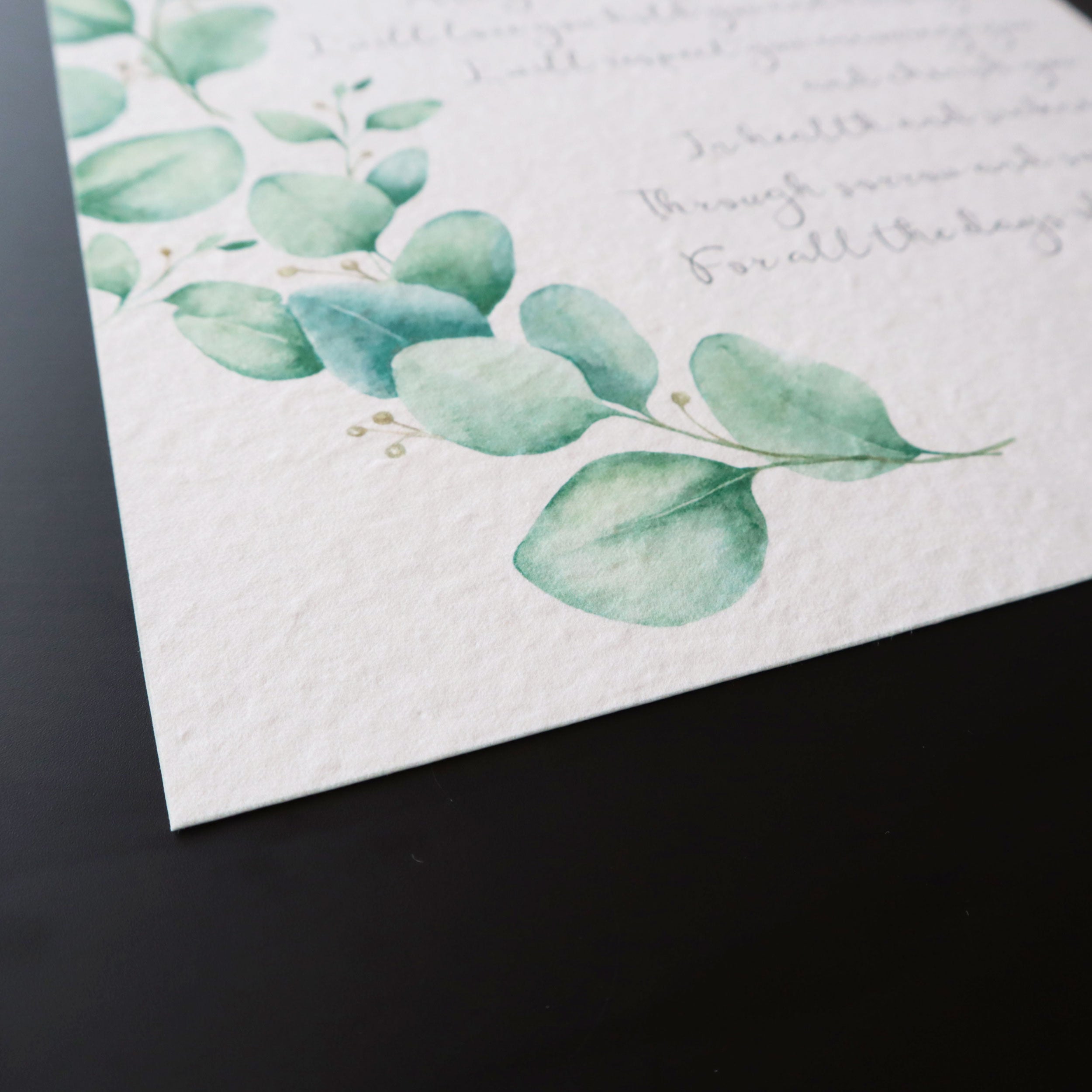 Personalized Wedding Day Love Letter / Wedding Vows / First Dance Song Cotton Anniversary Print - Eucalyptus