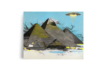 ALIENS VISITING THE PYRAMIDS OF GIZA POSTER