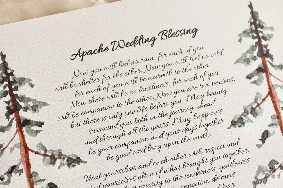 Personalized Wedding Day Love Letter / Wedding Vows / First Dance Song Cotton Anniversary Print - Pine Trees