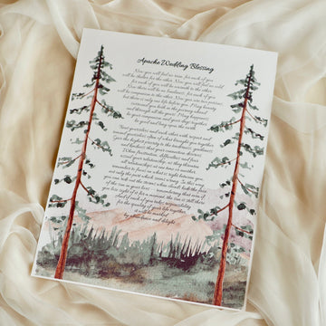 Personalized Wedding Day Love Letter / Wedding Vows / First Dance Song Cotton Anniversary Print - Pine Trees