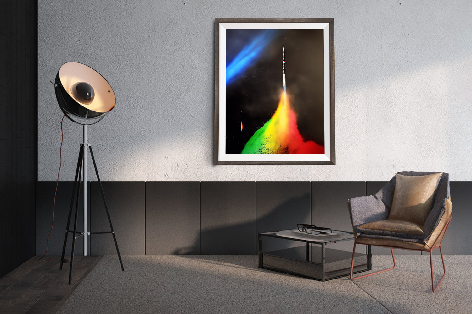 SPACE SHUTTLE RAINBOW TAKEOFF POSTER