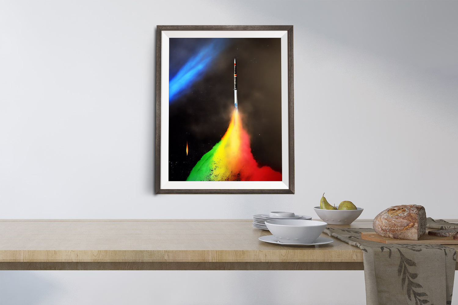 SPACE SHUTTLE RAINBOW TAKEOFF POSTER