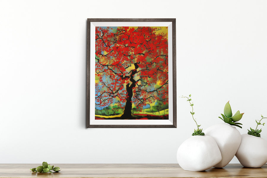 SCARLET OAK TREE POSTER