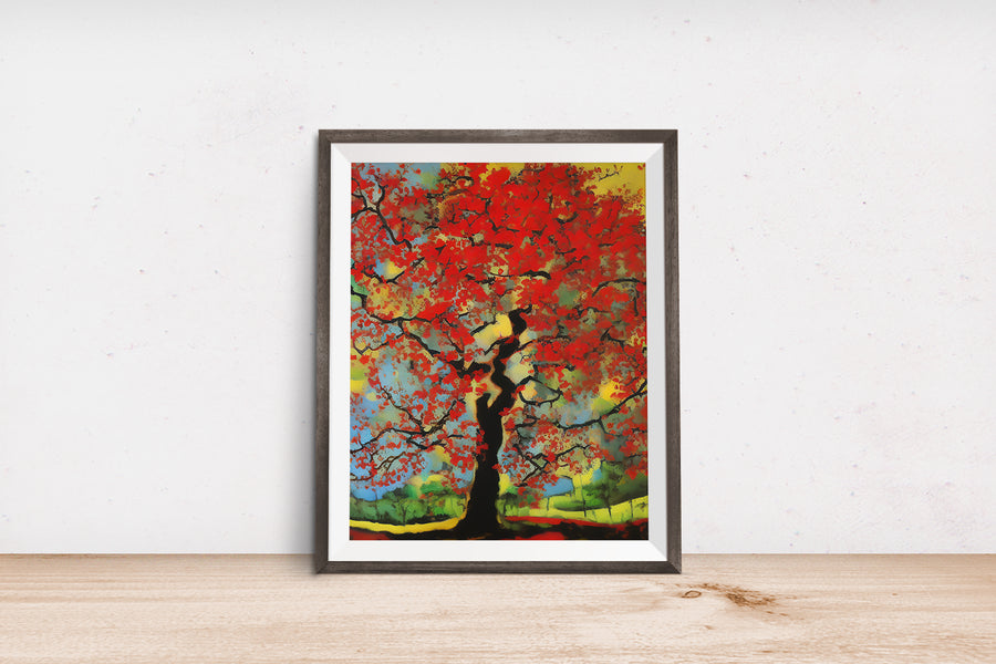 SCARLET OAK TREE POSTER