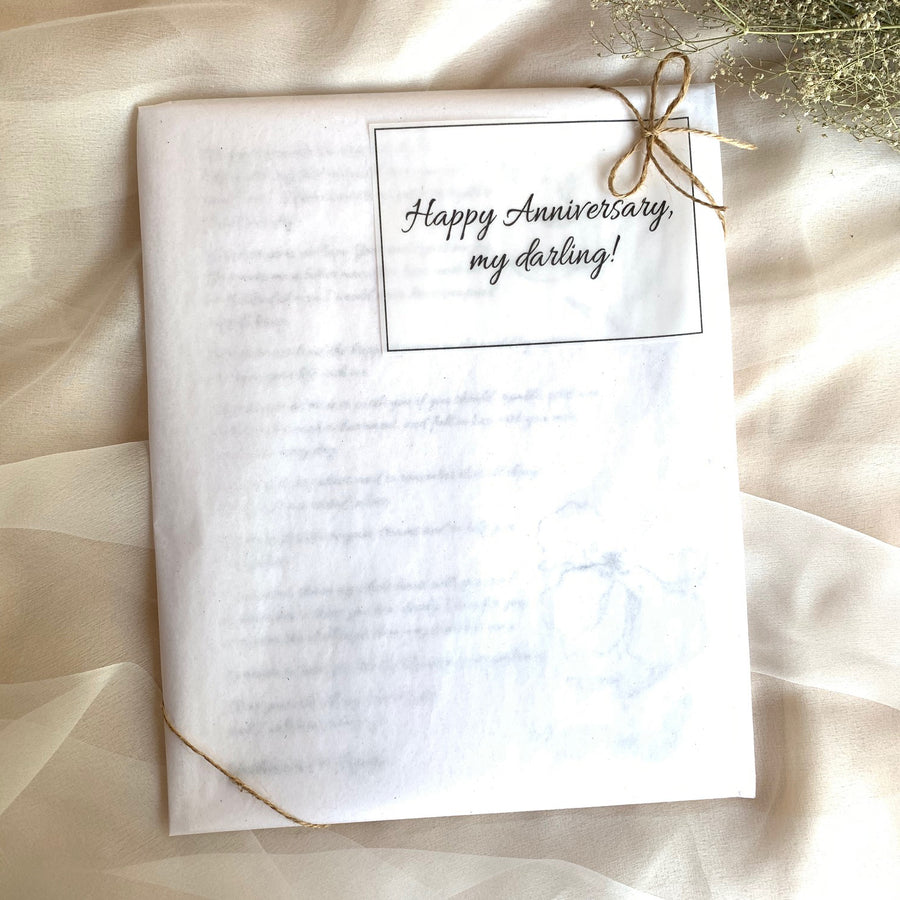 Personalized Wedding Day Love Letter /  Wedding Vows / First Dance Song Cotton Anniversary Print - Palm Frond