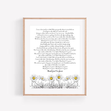 Personalized Wedding Day Love Letter / Wedding Vows / First Dance Song Cotton Anniversary Print - Daisy