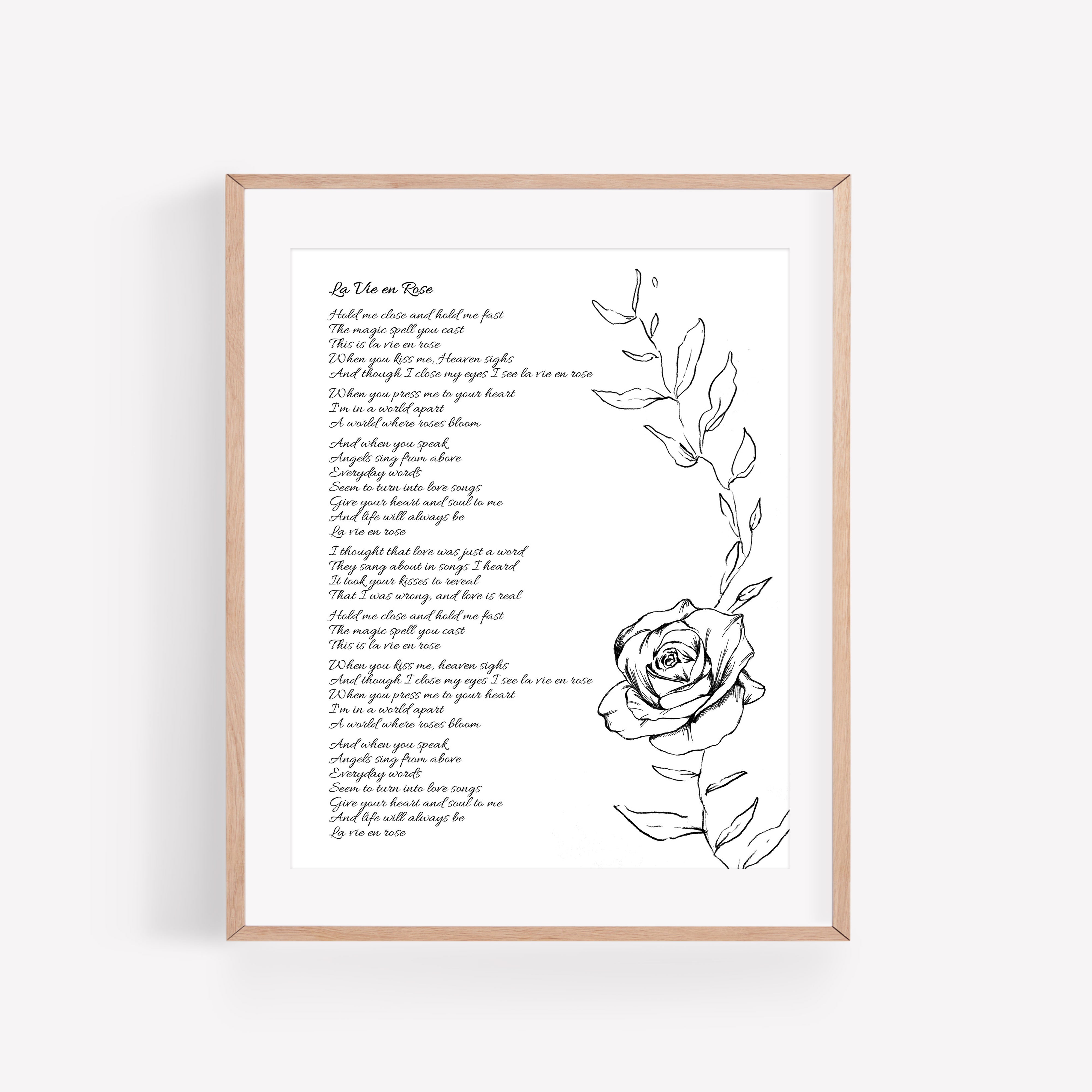 Personalized Wedding Day Love Letter / Wedding Vows / First Dance Song Cotton Anniversary Print - Rose