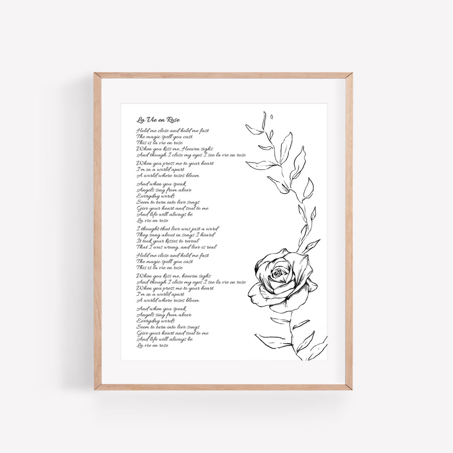 Personalized Wedding Day Love Letter / Wedding Vows / First Dance Song Cotton Anniversary Print - Rose
