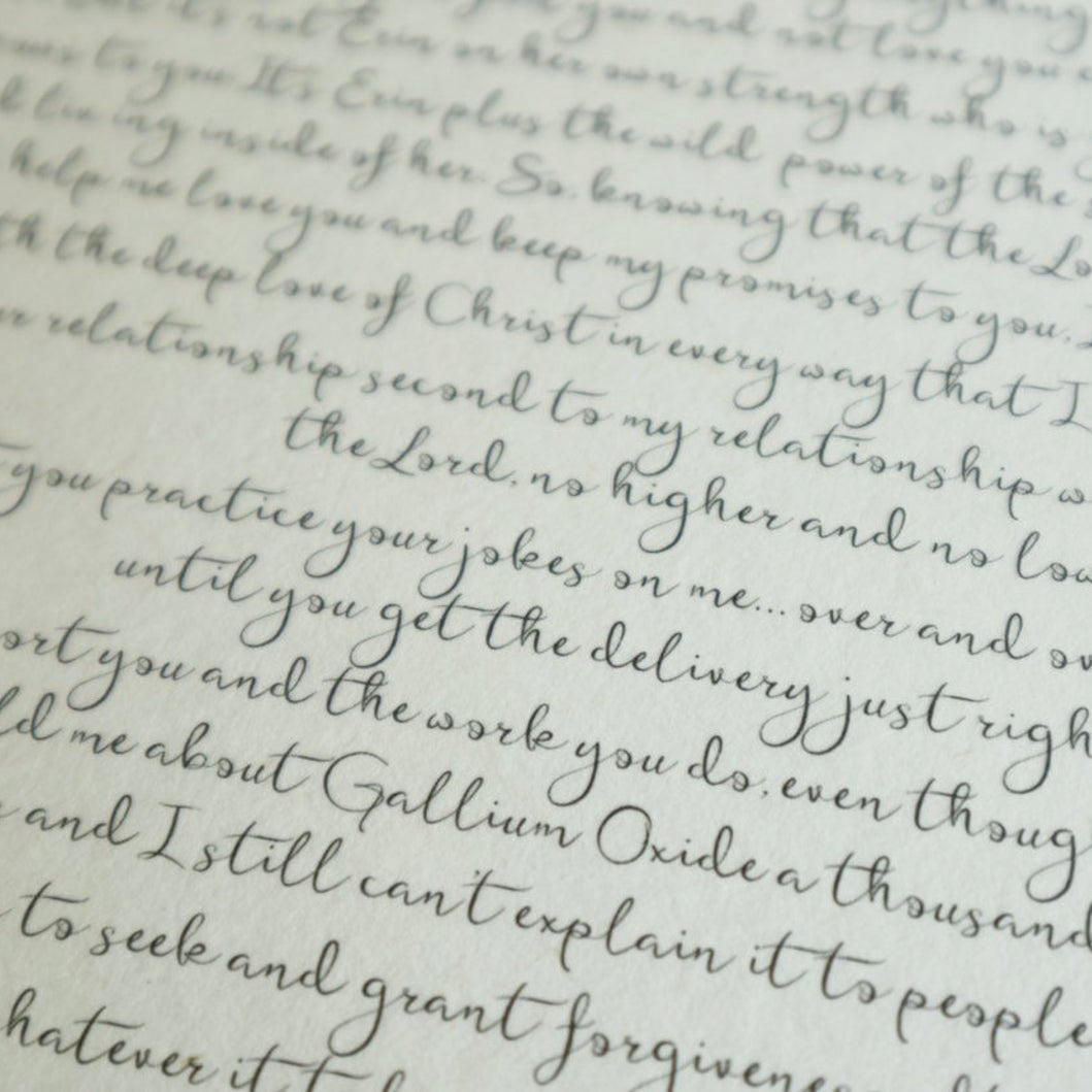 Set of 2 Personalized Wedding Day Love Letter / Wedding Vows / First Dance Song Cotton Anniversary Prints - Eucalyptus